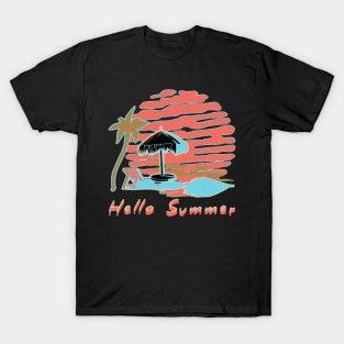 Hello Summer Bye School Vintage Funny Surfer Riding Surf Surfing Lover Gifts T-Shirt